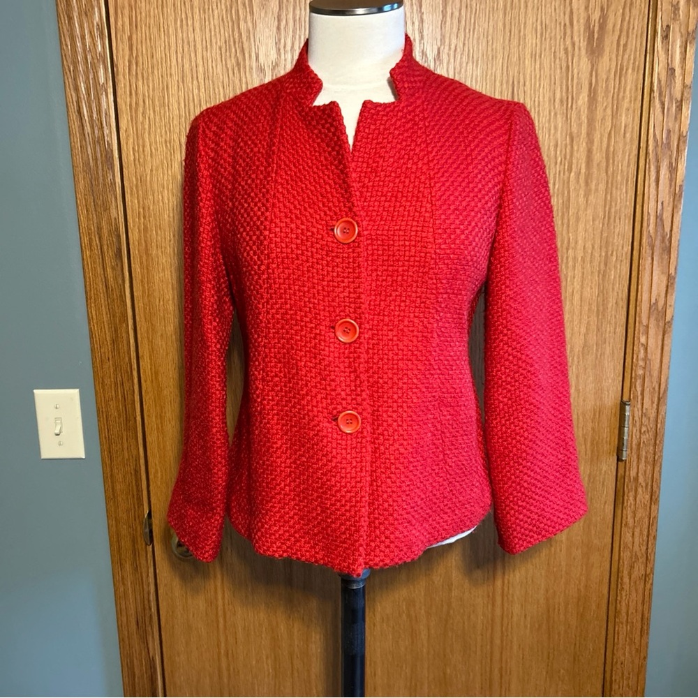 Eileen Fisher Jacket Blazer Size Petite Small Rusty Red Working Girl Minimalist‎